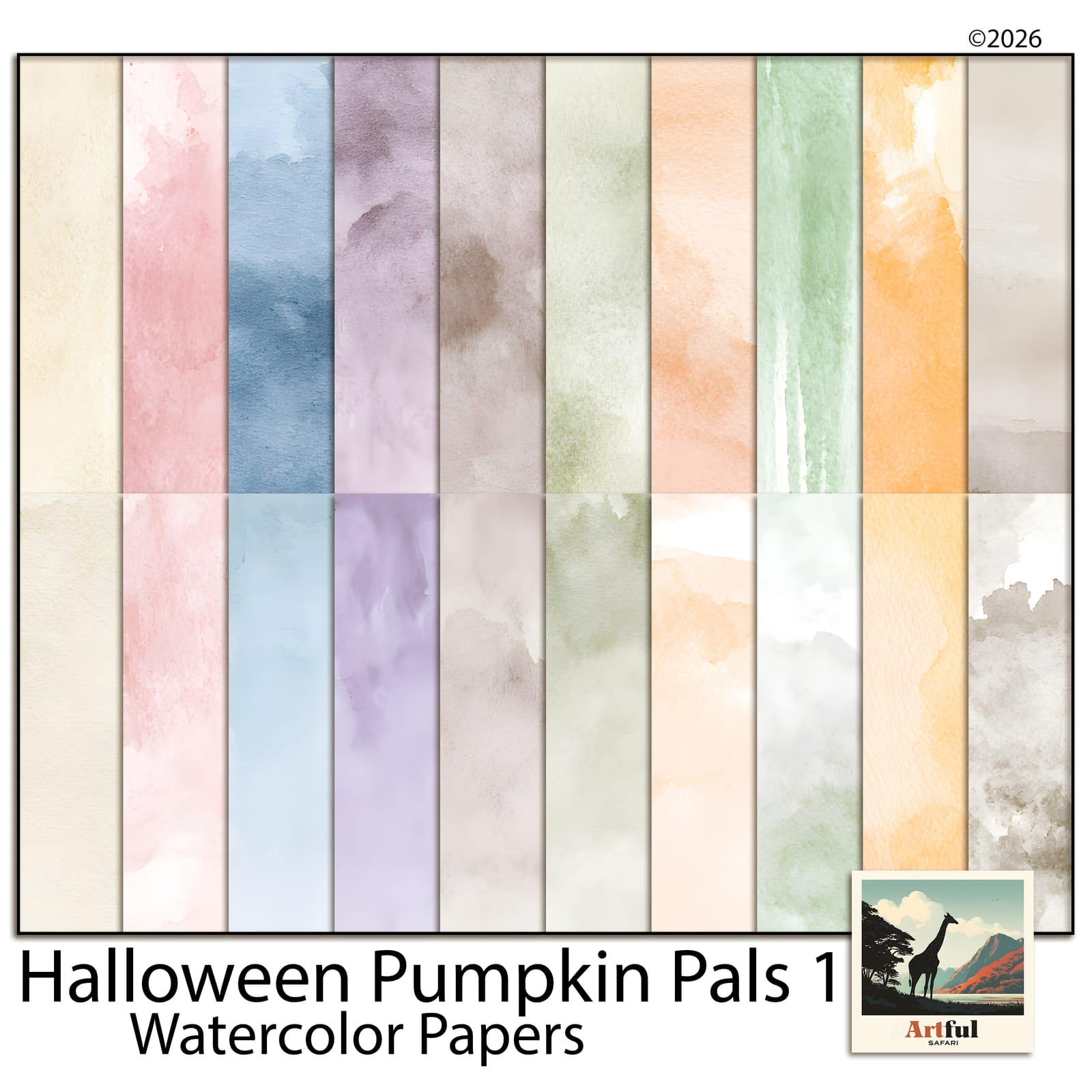 Halloween Pumpkin Pals Watercolor Papers