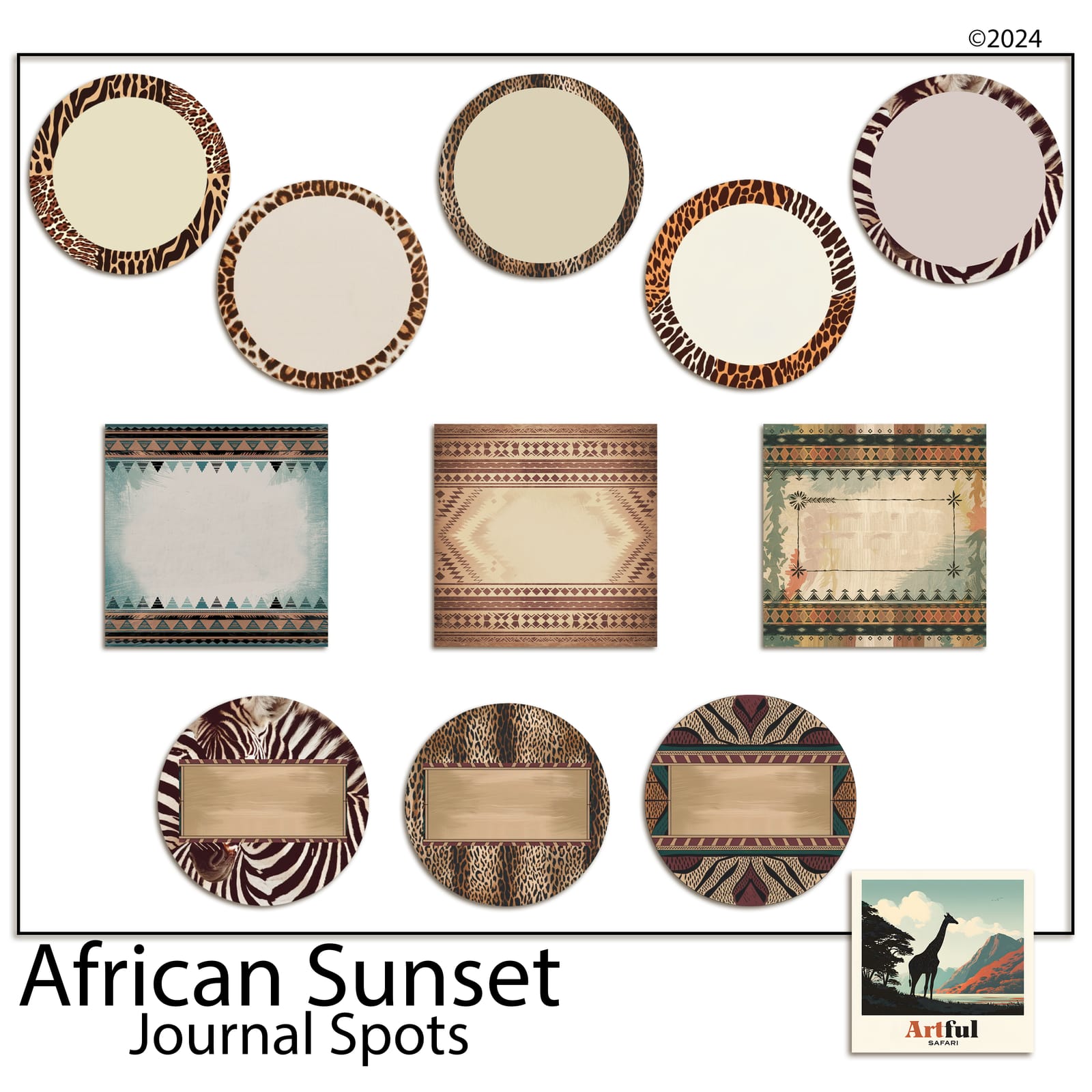 African Sunset Journaling Cards