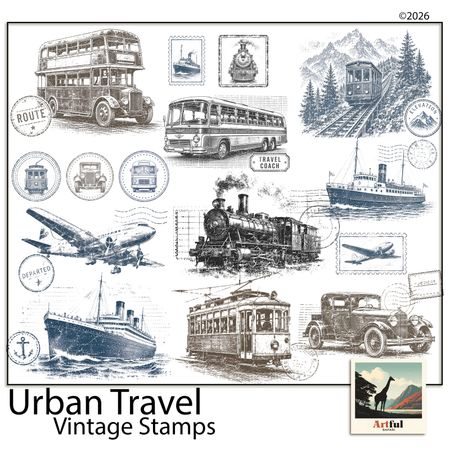 Urban Travel Vintage Stamps