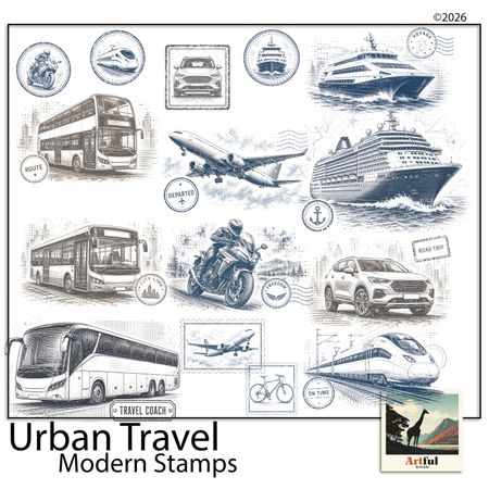 Urban Travel Modern Stamps