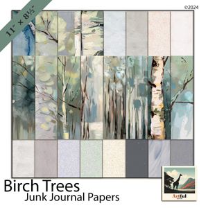 Birch Trees Junk Journal Papers