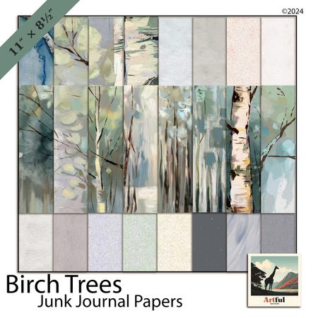 Birch Trees Junk Journal Papers