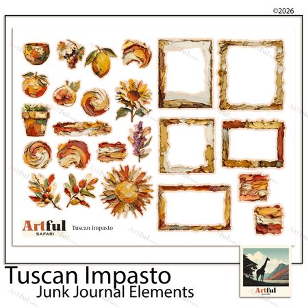 Tuscan Impasto Junk Journal Elements